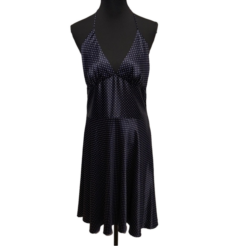 Studio Y Juniors 15/16 Navy White Polka Dot Halter Midi Dress